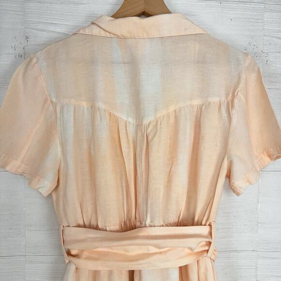 Steele Solange Boiler Jumpsuit Size M Peach Tie Dye Belted Linen Blend Utility - Picture 10 of 16